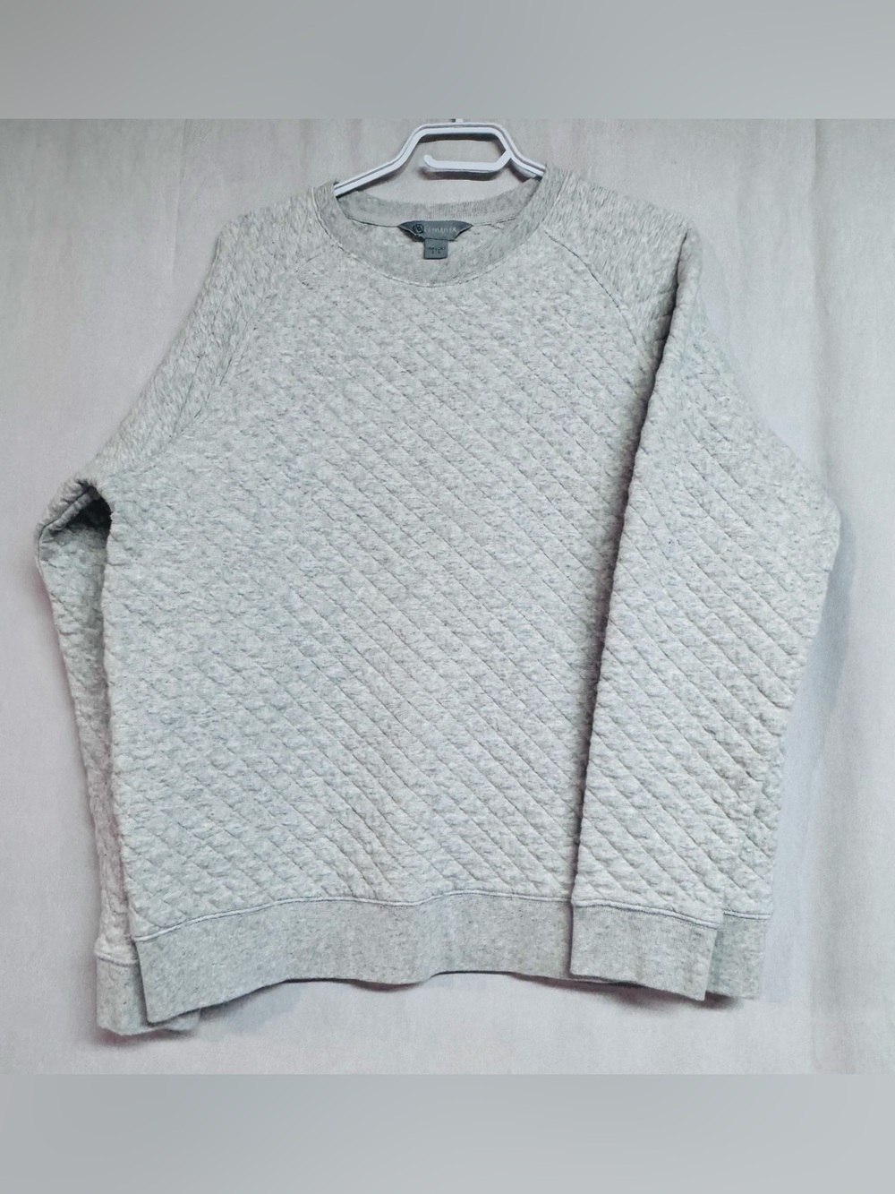 Relaxed Fit Quilted Crewneck Sweater - Light Gray - Picture 2 of 4